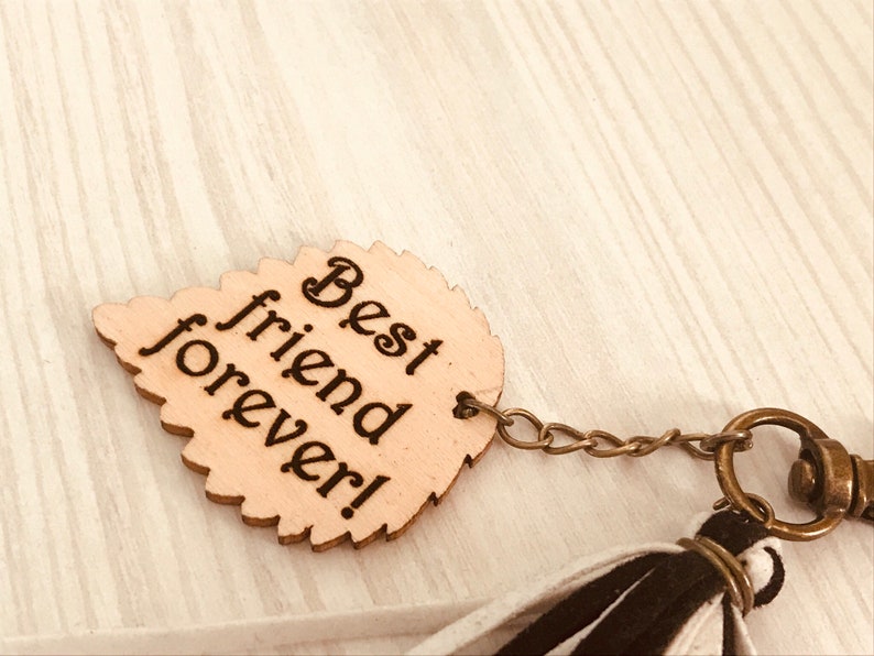 BFF Keychains,best friends,custom keychains,wooden sheet,surprise chains,couple,personalized sheets,surprise phrase,black and white keychain image 3