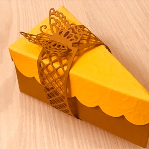 Caja de favores, caja de pastel de papel, tablero de mariposas, suministros para fiestas, plantilla de caja, rebanadas de pastel de papel, pastel de baby shower, caja de pastel de bodas, suministros para manualidades