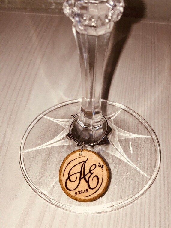 Wooden wine charms Wedding charms Wedding favor Wedding charms Wedding wine charms Custom wine charm Wine charms Wine glass charms