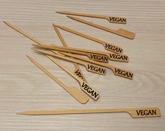 10Er Set Holzstäbchen,Witzige Stangen,Essensstifte,Veganes Geschenk,Tischdekoration,Essensetikettierung,Vegan Party Sticks,Personalisierter Stick,Lebensmittel