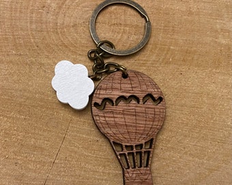 Gift for Pilot,air balloon,hot air balloon,aerostat keychain,balloon,Wooden keychain,keychain for him,gift,personalized gift,fly and cloud