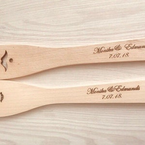 Bride and Groom Spatula,Birthday gift,Wood Spatula,Mr and Mrs gift,Kitchen decor,Personalize Spatula,Wedding Spatula,2 set Spatula,save Date