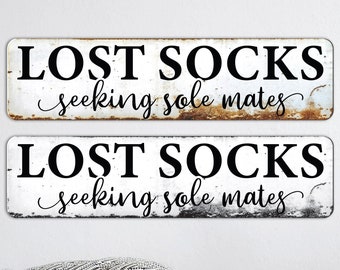 Lost Socks Aluminum Sign, Laundry Aluminum Sign, Laundry Sign, Metal Sign, Indoor Aluminum Signs, Unique Housewarming Gift Ideas