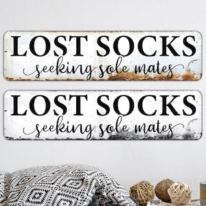 Lost Socks Aluminum Sign, Laundry Aluminum Sign, Laundry Sign, Metal Sign, Indoor Aluminum Signs, Unique Housewarming Gift Ideas