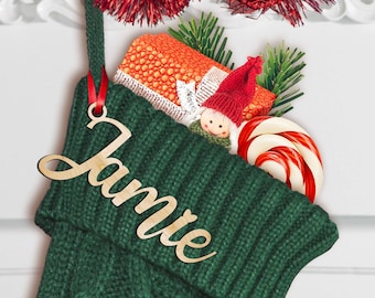 Stocking Tags, Christmas Stocking Name, Wooden Name Tags, Tag For Stocking, Gift Tag, Christmas Decor