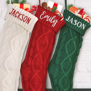 Personalized Embroidered Christmas Stocking, Personalized Family Christmas Stockings, Knitted Christmas Stockings, Christmas Decor, Xmas