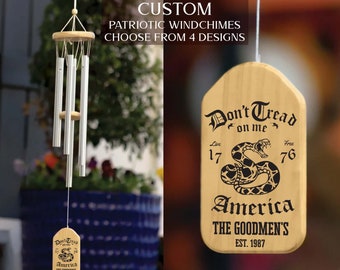 Personalized Wind Chime, Patriotic Gifts, Patriotic Decor, Personalized Gift, 1776, Don't Tread On Me, Military Gift, America