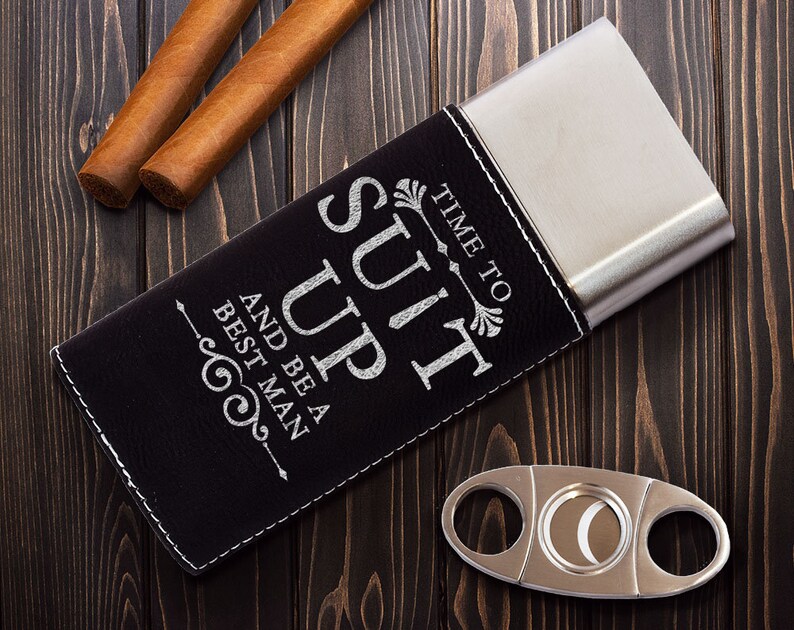 Time to Suit Up and Be A Best Man Cigar Case With Cutter Cigar Case Gifts Gifts for Best Man Cigar Gifts Best Man Proposal Gifts