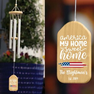 Personalized Wind Chime, Patriotic Gifts, Patriotic Decor, Personalized Gift, 1776, Don&#39;t Tread On Me, Military Gift, America