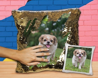 Photo Sequin Pillow Case, Personalized Sequin Pillow, Personalized Pillow, Gift For Her, Mothers Day Gift, Photo Pillow Case, Photo Gift