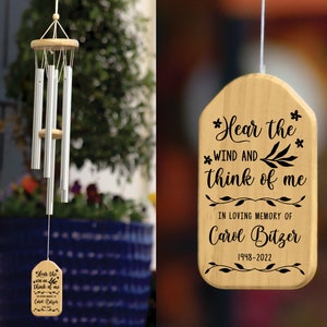 Hear The Wind  and Think of Me Wind Chime. Memorial Wind Chime - Memorial Gifts - Bereavement Gifts