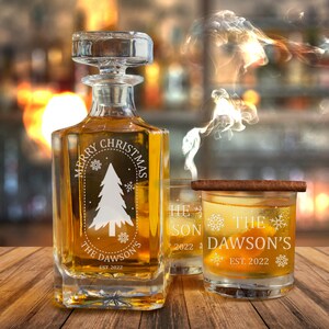Personalized Christmas Engraved Whiskey Decanter Set With Glasses / Whiskey Glasses / Christmas Gift / Husband Gift / Anniversary Gift