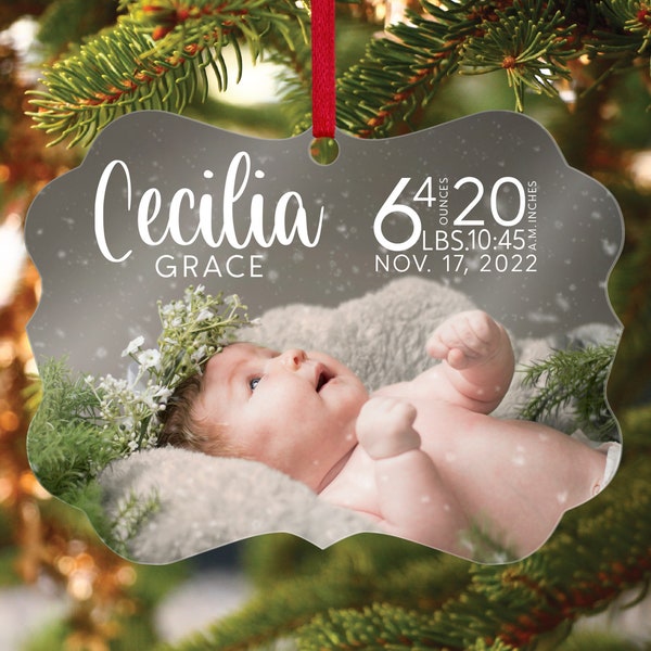 Personalized Christmas Ornament, Custom New Baby Ornament, Baby Announcement Gift, Custom Ornament, Photo Christmas Ornament