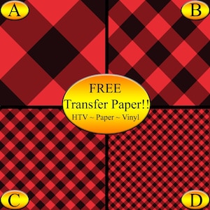 Red & Black Plaid HTV - Patterned Vinyl Sheets - Printed Heat Transfer Vinyl - Printed HTV - Lumber Jack Plaid - Buffalo Plaid Vinyl