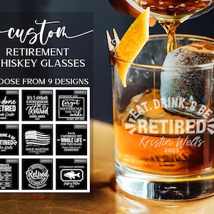 Retirement Gifts, Retirement Git Idea, Whiskey Glasses, Best Retirement Gifts, Happy Retirement, Gift For Retirement, Funny Retirement