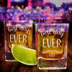 Best Day Ever Shot Glasses - Wedding Shot Glasses - Wedding Party Favors - Gifts for Wedding Guests