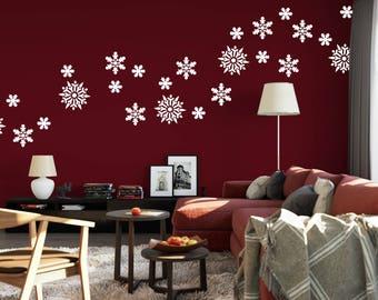 Snowflake Decals - Holiday Christmas Wall Decals of Snowflakes - Snowflake Stickers