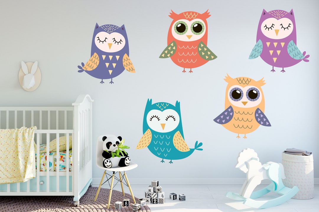 Colorful Owl Wall Decal Set, Kids Room Decor - Etsy