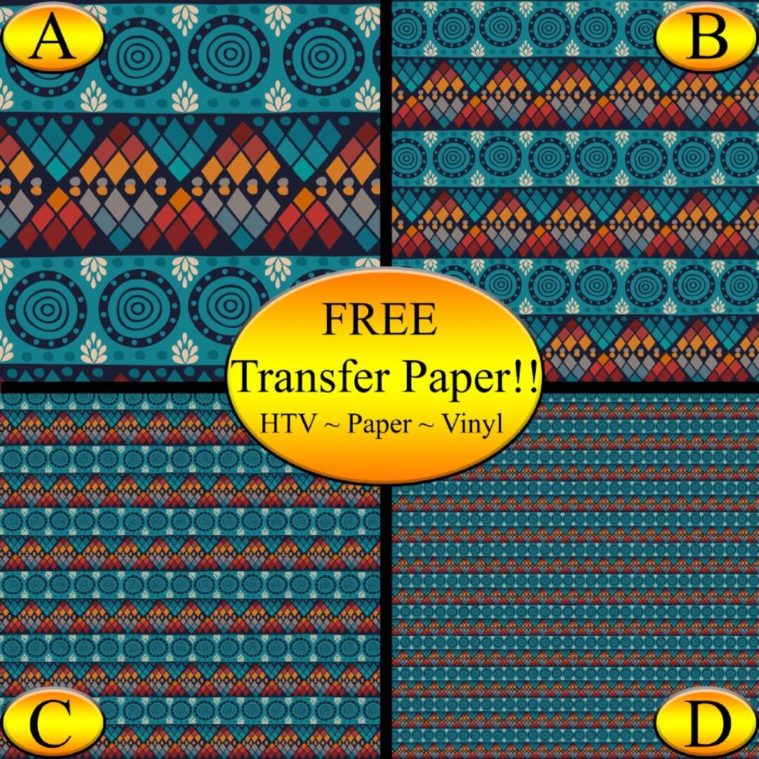 Red Pattern Htv Blue & Red Tribal Pattern HTV – Printed Heat Transfer Vinyl - Etsy