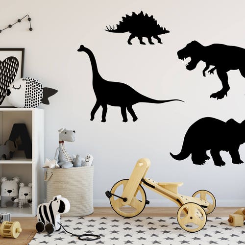 Dinosaur Wall Decal Set of 4 Dinosaur Stickers Dinosaur Wall Etsy