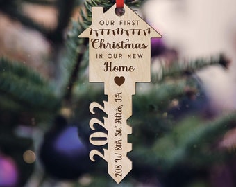 First Home Ornament, Our First Christmas, Housewarming Gift, New Home Gift, Christmas Ornament, First Home Gift, Wood Key Ornament
