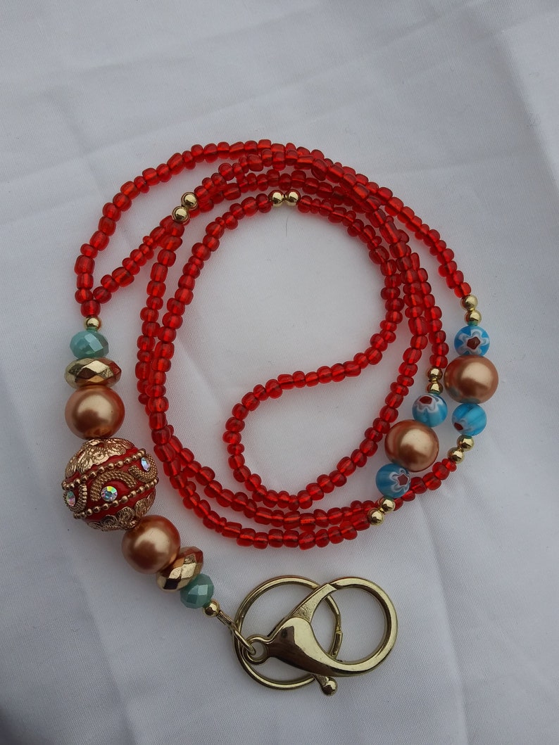 Bali inspired beaded lanyard