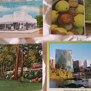 CARTOLINE VINTAGE Indiana, Illinois e Wisconsin Set di 4 con spedizione nazionale gratuita!