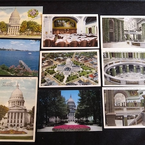 WISCONSIN STATE CAPITOL Building Post Cards Set van negen vintage en in goede staat! Gratis binnenlandse verzending!