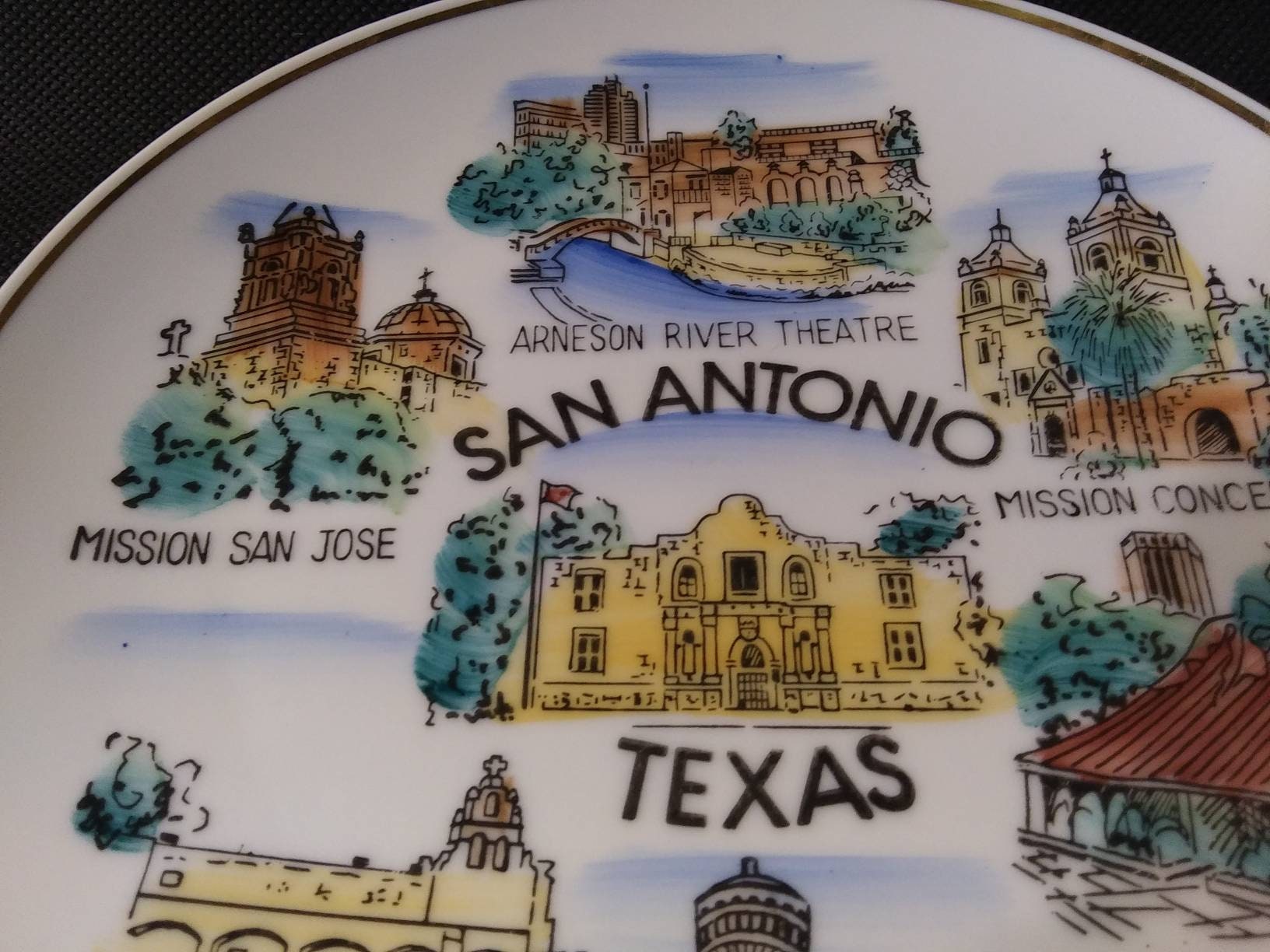 SAN ANTONIO SOUVENIR Plate Texas Vintage 1970s Wall Hanging or Etsy