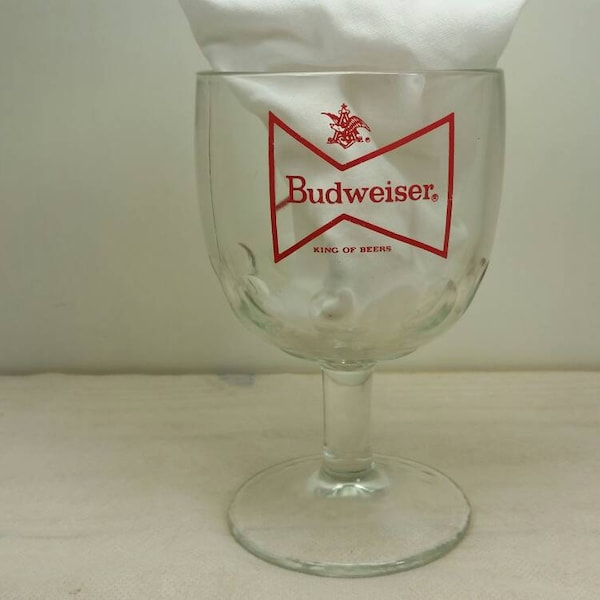 BUDWEISER BEER GOBLET Schooner Beer Glass Old Bud Logo in Excellent Condition!