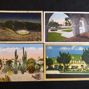 SOUTWEST NOORD-AMERIKA Postkaarten Set van vier Californische, Arizona en Mexico antieke linnen kaarten met gratis binnenlandse verzending!!!