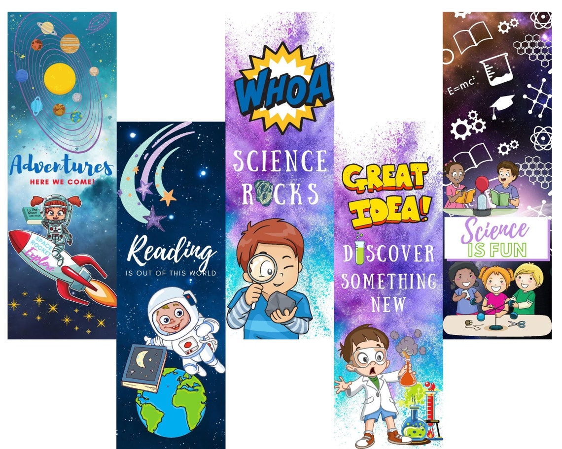 Printable Bookmarks With Science Theme Etsy