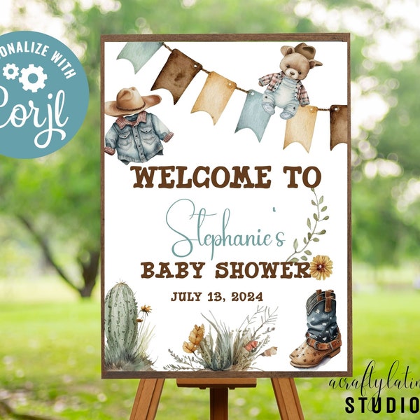 Cowboy Baby Shower Welcome Sign, Western Baby Shower, Country Baby Shower, Boho Baby Shower, Boy Baby Shower, Large Welcome Sign, Rodeo Baby