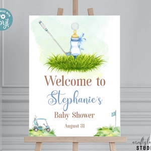 Golf Baby Shower Welcome Sign, A Little Putter, Boy Baby Shower, Par Tee Baby Shower, Green Baby Shower, Large Welcome Sign, Shower Sign
