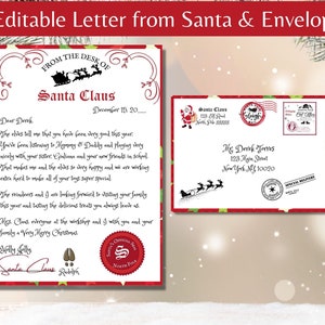 Carta de Papá Noel y sobre del Polo Norte editables en Canva
