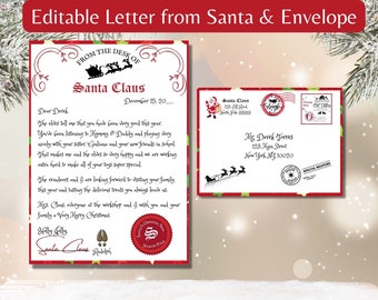 Letter from Santa and Envelope from the North Pole Editable in Canva