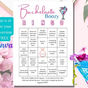 Bachelorette Bingo Game, Retro Bachelorette Game, Editable Bachelorette Bingo