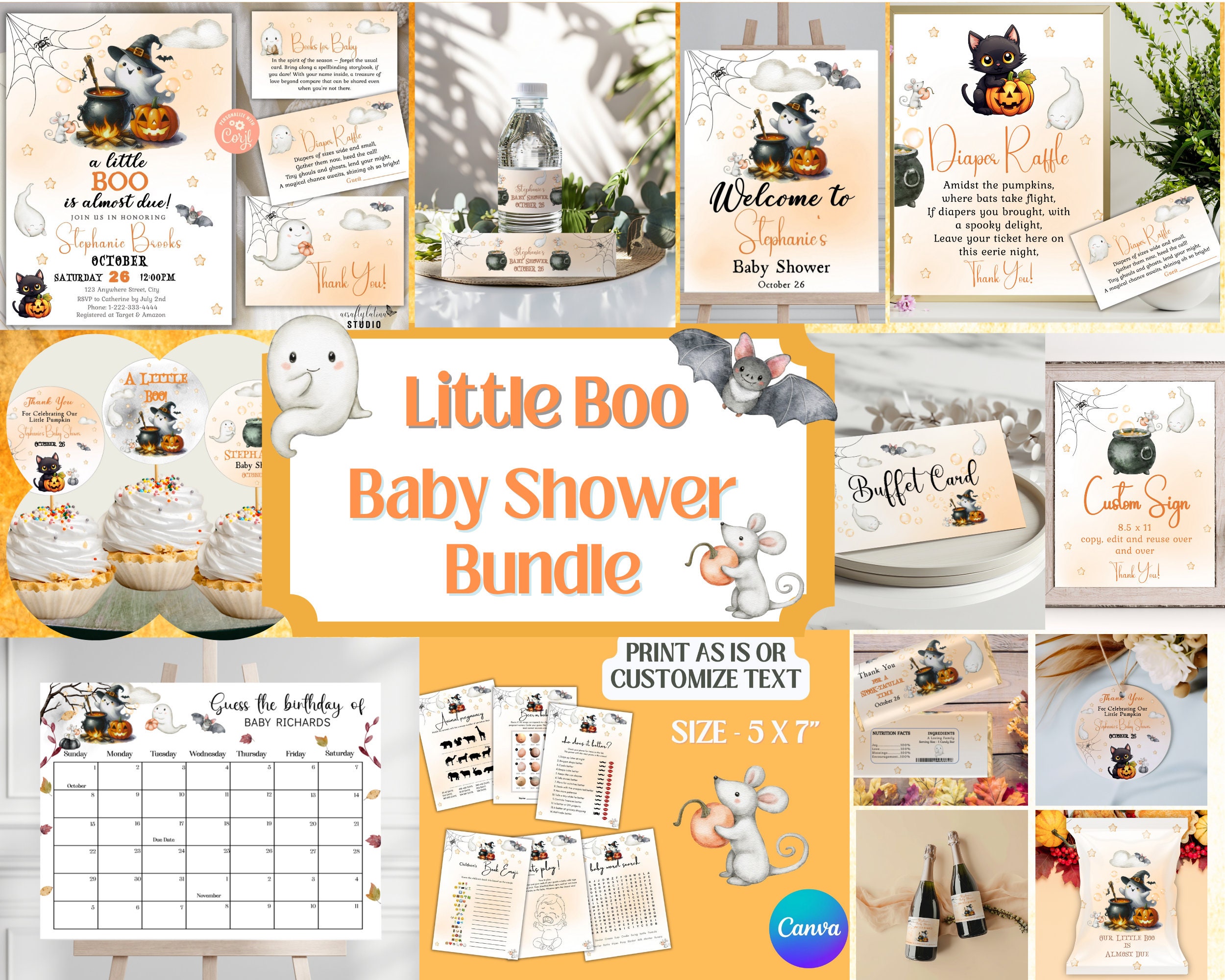 23 Halloween Printable Labels for an Unforgettable Party 12 Little Boo Baby Shower Bundle, Halloween Decorations, Printable…