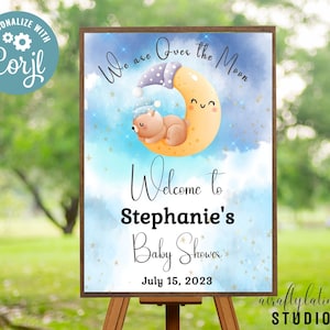 Over The Moon Baby Shower | Welcome Sign | Twinkle Twinkle Little Star | Baby Shower Sign | Printable Template