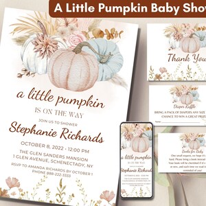 Pumpkin Baby Shower Bundle, Boho Baby Shower Invite, Pumpkin Baby Shower Invitation, Gender Neutral, Fall Baby Shower Invitations