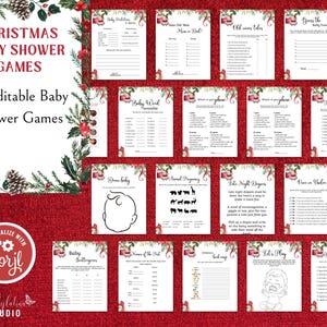 Christmas Baby Shower Games Bundle, Santa Baby, Merry Little Christmas, Editable Games, Winter Baby Shower Activities, Instant Download