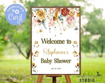 Tabliczka powitalna dla dziecka | Baby Shower w stylu „Baby in Bloom” | Baby Shower w stylu „Wiosenny Baby Shower” | Duża tabliczka powitalna