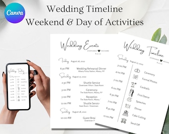 Wedding Timeline, Wedding Timeline Template, Wedding Itinerary, Wedding Day Timeline Download, Minimalist Wedding, Digital Download