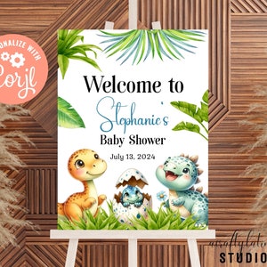 Dinosaur Baby Shower Welcome Sign Template, Gender Neutral Baby Shower, Boho Baby Shower, Boy Baby Shower, Large Welcome Sign, Dino Sign