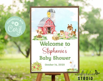 Baby Welcome Sign | Farm Animals Baby Shower | Barn Animals Baby Shower| Gender Neutral Baby Shower | Large Welcome Sign