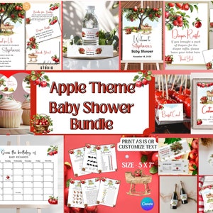 Apfel-Babypartyeinladung, Herbst-Babyparty-Einladungsvorlage, nur für uns ausgewählt, Apfel unseres Auges, vollständig bearbeitbar, sofortiger Download
