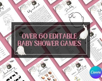 60+ Spooky Baby Shower Games Bundle, Halloween Theme, Printable & Editable (Digital Download)