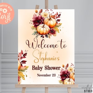 A Little Pumpkin Baby Shower Welcome Sign, Fall Baby Shower, Autumn Baby Shower, Gender Netural, Orange Pumpkin, Large Welcome Sign