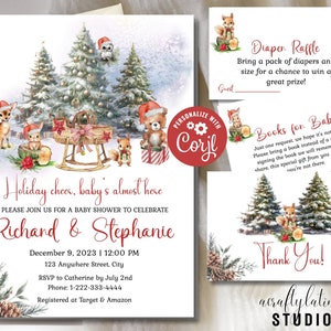 Christmas Baby Shower, Woodland Baby Shower Bundle, Santa Baby Shower Invitation, Winter Baby Shower, Christmas Baby Shower Games Bundle