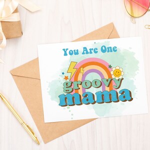 Groovy Mom, Cartão de Dia das Mães, Cartão de Dia das Mães para Imprimir, Dia das Mães, Cartão para Imprimir
